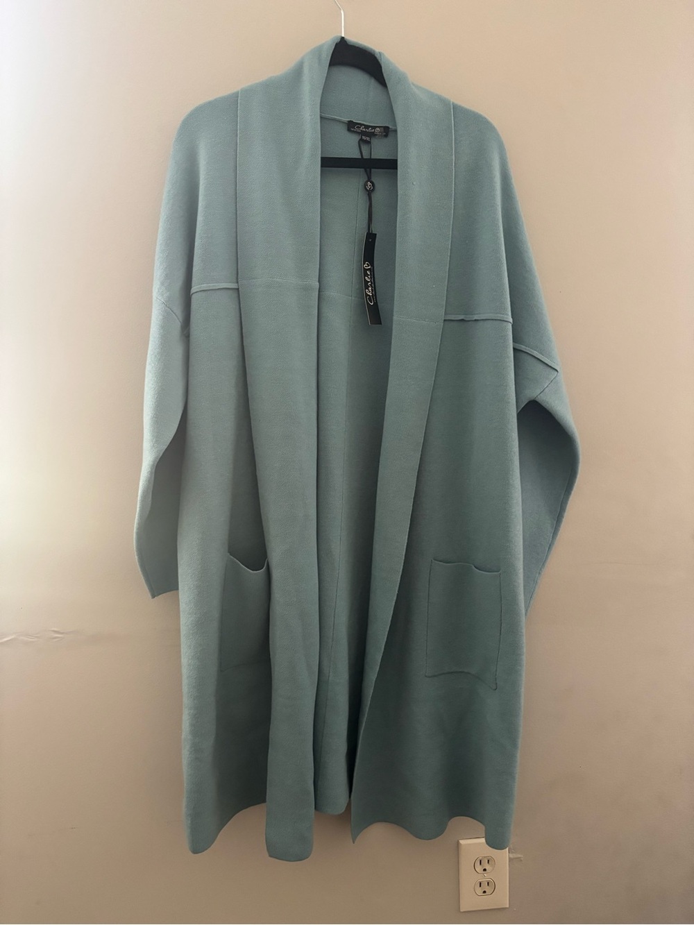 Charlie B Women Dusty Mint Open-Front Long Cardigan Size XL